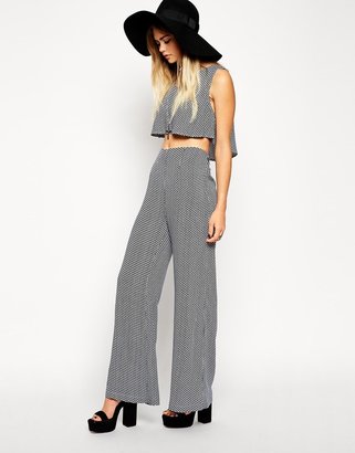 Reclaimed Vintage ASOS COLLECTION ASOS Navy Geo Wide Leg Pant