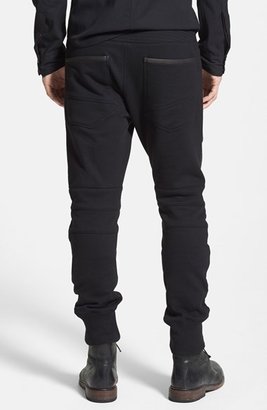 Rogue Knit Moto Jogger Pants with Leather Trim