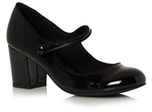 Call it SPRING Black patent Yalinia mid block heel court shoes
