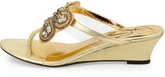 J. Renee Freshy Butterfly Leather Thong Sandal, Gold