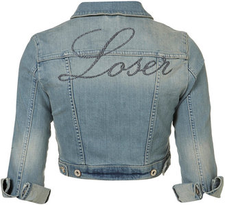 Topshop MOTO Loser Embroidered Jacket