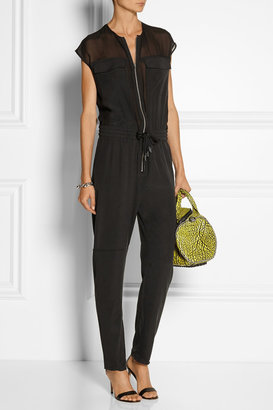 Alexander Wang T by Georgette-paneled silk-charmeuse jumpsuit