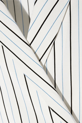 Tibi Wrap-effect striped silk crepe de chine top