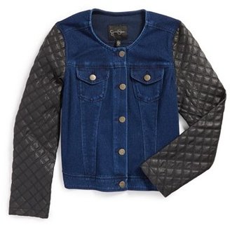 Jessica Simpson 'Charly' Knit Moto Jacket (Big Girls)