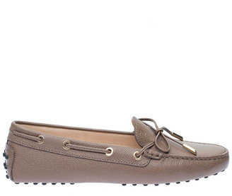 Tod's Taupe Leather Heaven Laccetto Textured Driving Moccasins