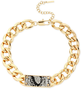 Steve Madden Gold-Tone Faux Snakeskin and Chain ID Necklace