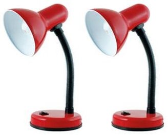 Litecraft Pack Of 2 Red Flexi Neck Desk Lamps
