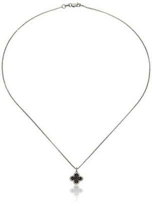 KC Designs Tres Chic" 14K White Gold Black and White Diamond Clover Pendant Necklace, 16"