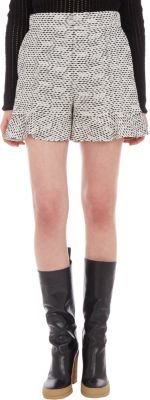 Chloé Tweed Gauze Ruffle-Hem Shorts
