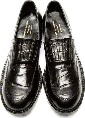 Comme des Garcons Homme Plus Black Croc-Embossed Leather Loafers