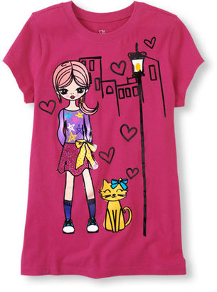 Children's Place Girl cat graphic tee
