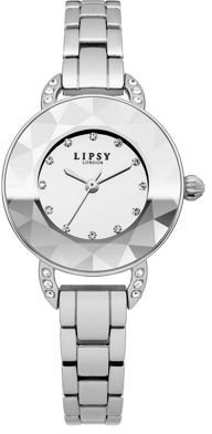 Lipsy Ladies silver tone bracelet watch with faceted dial