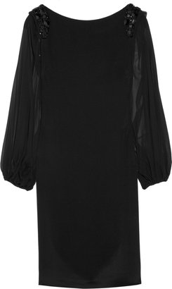 Notte by Marchesa 3135 Notte by Marchesa Embellished sheer-sleeve silk dress