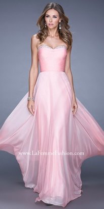 La Femme Jeweled Sweetheart Pleated Prom Dress