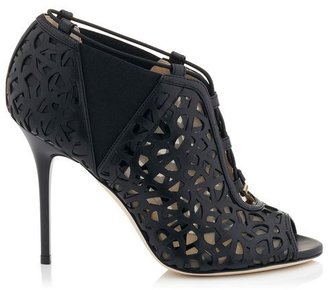 Jimmy Choo Tactic Black Nappa and Shiny Leather Sandal Booties