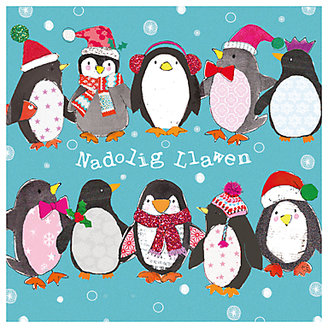 Hammond Gower Penguins Charity Christmas Cards in Welsh, Pack of 5