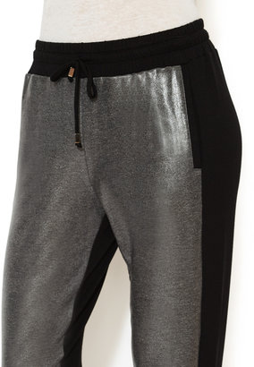 Metallic Faux-Leather Front Jogger