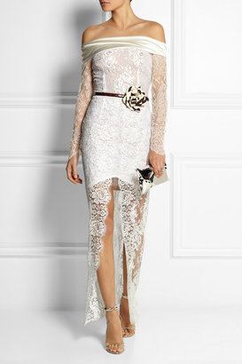 Hampton Sun Alessandra Rich Satin-trimmed lace gown