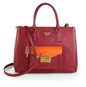 Prada Saffiano Lux Bicolor Top-Handle Bag