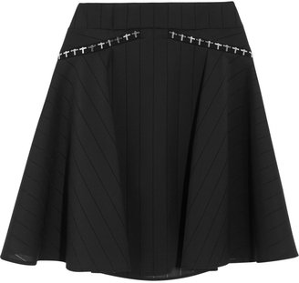Versace Flared embellished stretch woven skirt