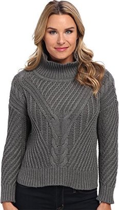 525 America Women's Hi Low Mock Cable Sweater