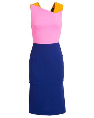 Roland Mouret Stretch Crepe and Virgin Wool Asymmetric Dress