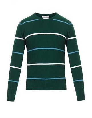 Michael Bastian Striped waffle-knit cashmere sweater