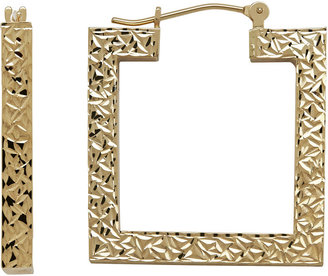 JCPenney FINE JEWELRY Infinite Gold 14K Yellow Gold Diamond-Cut Open Square Hoop Earrings