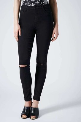 Topshop Tall moto black ripped jamie jeans