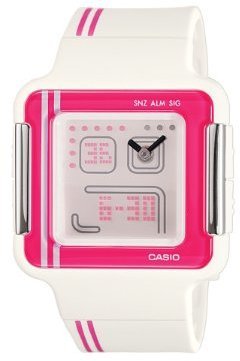 Casio Women's LCF21-4 Square White and Pink Digital Sport Watch