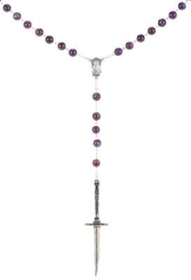 Pamela Love Amethyst Rosary Necklace with Silver Dagger Pendant