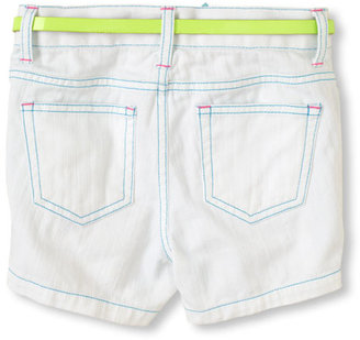 Children's Place White denim flower belt shorts