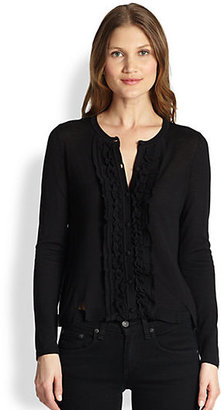 RED Valentino Wool Ruffle-Front Cardigan