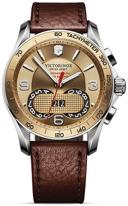 Swiss Army 566 Victorinox Swiss Army Chronograph Classic Leather Strap Watch, 41mm
