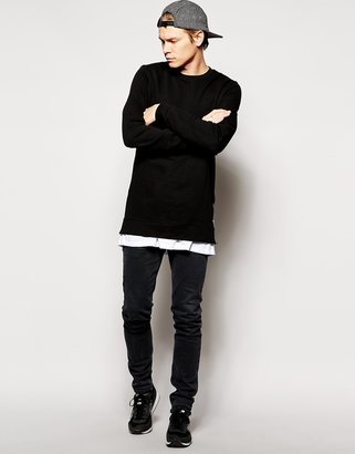 ASOS Longline Sweatshirt With Sleeve And Side Zips