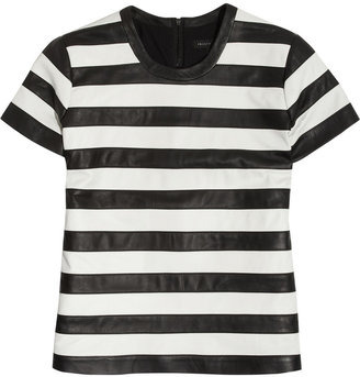 Theory Striped leather top