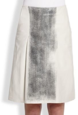 Bottega Veneta Metallic-Printed Leather Skirt