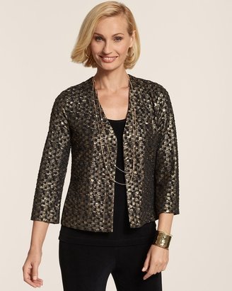 Chico's Travelers Collection Gold Texture Glenda Jacket