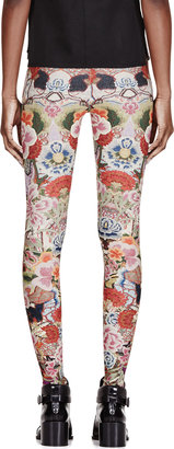 Alexander McQueen Pink & Green Floral Embroidery Print Legging