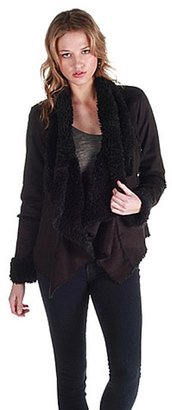 RD Style Drape Front Shearling Jacket