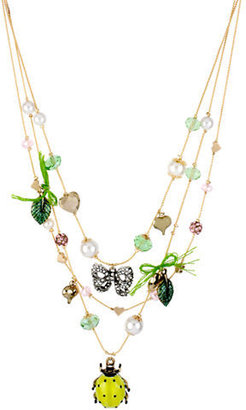 Betsey Johnson Bug and Bow Illusion Necklace
