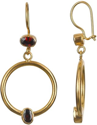 Ottoman Hands 21ct Gold Plated Double Crystal Hoop Drop Earrings