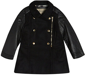 Burberry Leather-sleeved wool coat 18 months- 3 years