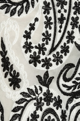 Giambattista Valli Paisley-embroidered organza wide-leg pants