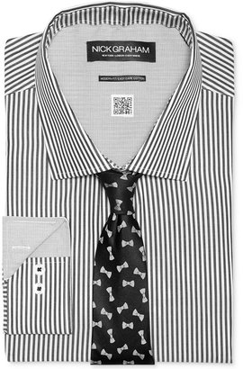 Nick Graham Black Stripe Dress Shirt & Tie Set