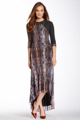 Weston Wear Lora Long Sleeve Printed Colorblock Maxi Dress