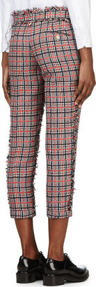 Thom Browne Red & Navy Tweed Tattersall Skinny Trousers