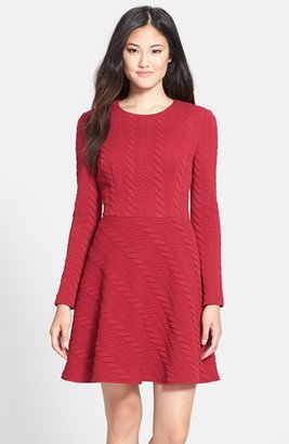 Betsey Johnson Cable Textured Fit & Flare Dress