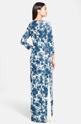Tory Burch 'Stacy' Flower Print Chiffon Pleated Maxi Dress