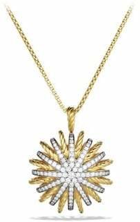David Yurman Starburst Large Pendant with Diamonds in Gold on Chain